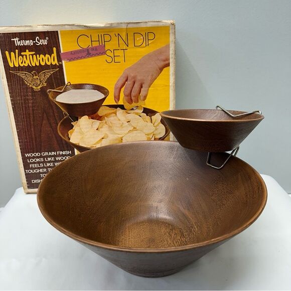 NEW rare vintage Thermo-Serv‎ Westwood chip 'n dip set. gorgeous set! MCM